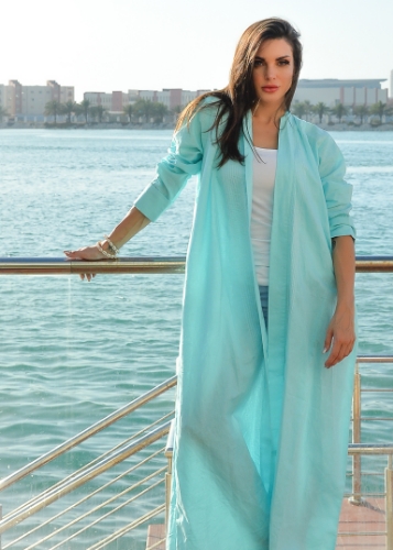 صورة Blue linen abaya