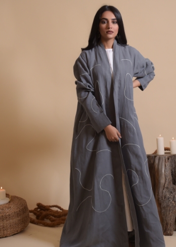 Picture of Grey linen abaya 