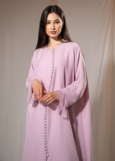Picture of Buttoned Fringed Crepe Abaya
