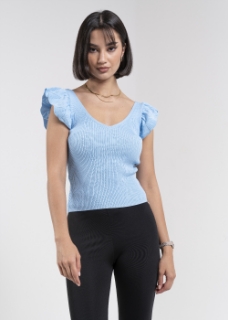 Picture of V Neck Top - Blue 