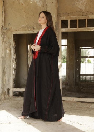 Picture of Linen Moroccan Embroidery Abaya