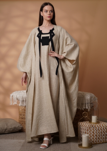 Picture of Linen Beige Set Kaftan